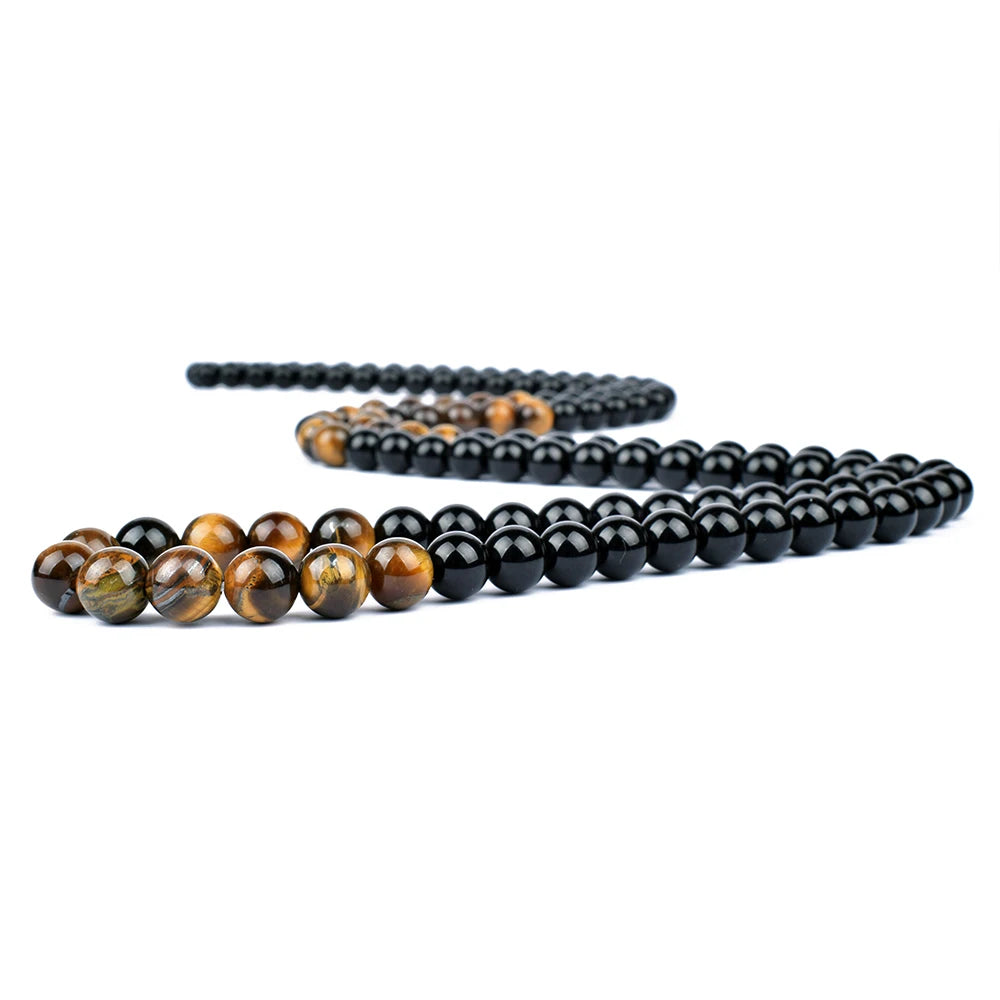 Natural Tiger Eye Stone Beaded Meditation Necklace