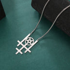 Triple Inverted Cross Pendant Necklace — Stainless Steel
