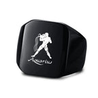 Vnox 18mm Signet Ring For Men Women, The Zodiac 12 Horoscope Constellation Sign Finger Band, Stainless Steel Aries Punk