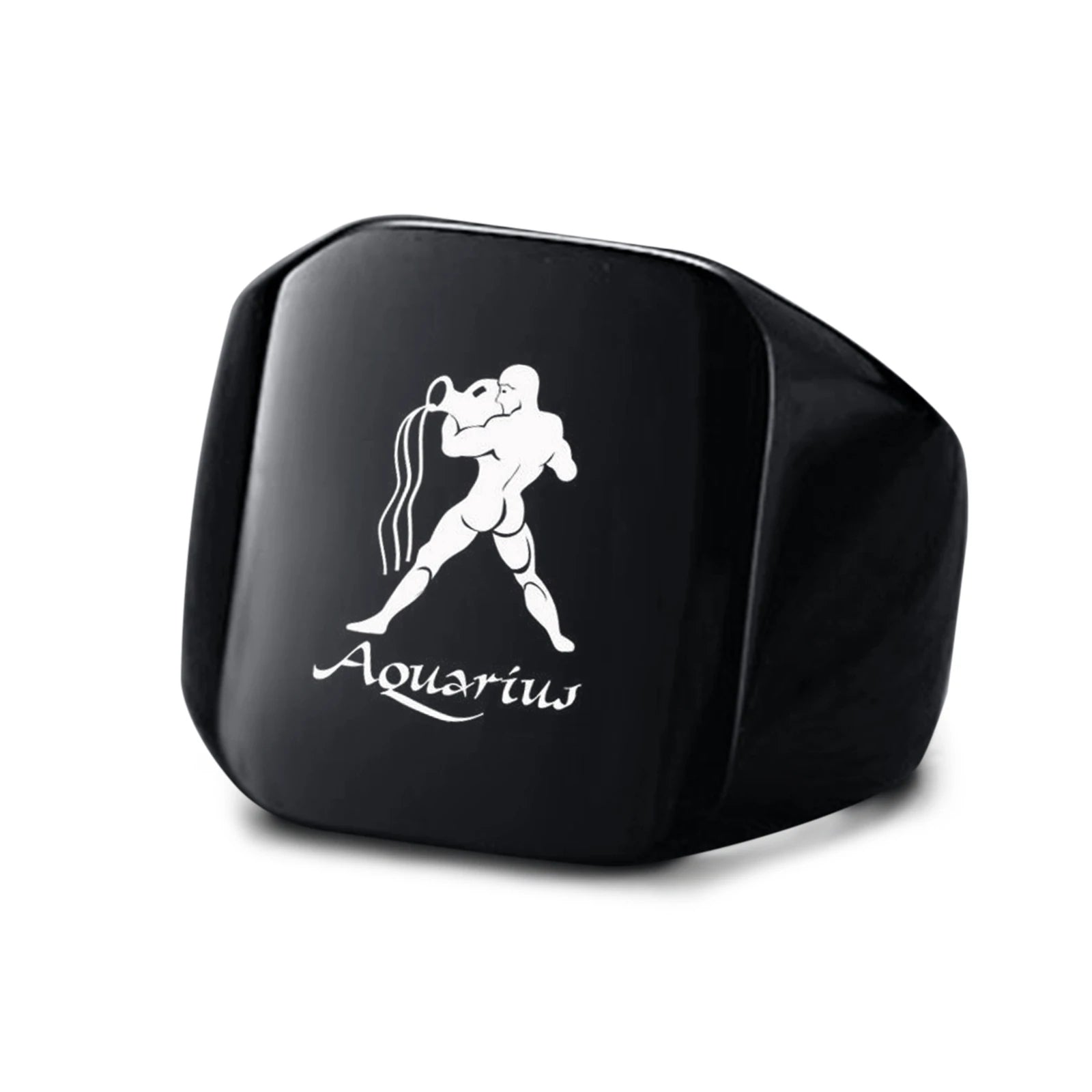 Vnox 18mm Signet Ring For Men Women, The Zodiac 12 Horoscope Constellation Sign Finger Band, Stainless Steel Aries Punk