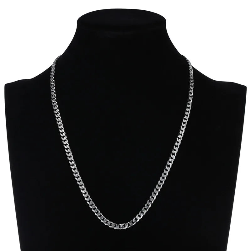 Width 6MM Stainless Steel Men's Chain Necklace Hip Hop Rock Style Jewelry Titanium Steel Cuban Link Necklace drop shipping
