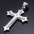 Dropshipping Cross Pendant Necklaces For Men Black Gold Color Silver Color Stainless Steel Charm Chain Male Hip Hop Jewelry KP52