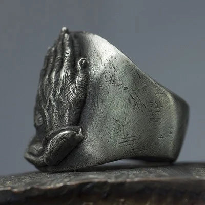 Virgin Mary Praying Hands Ring for Men — Vintage Religious Band
