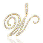 TOPGRILLZ New A-Z Cursive Letters Name Pendant&Necklace Iced Out Cubic Zircon Gold Silver Color Charm  Hip Hop Jewelry
