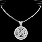 Iced Out Dollar Sign Cuban Pendant — Silver