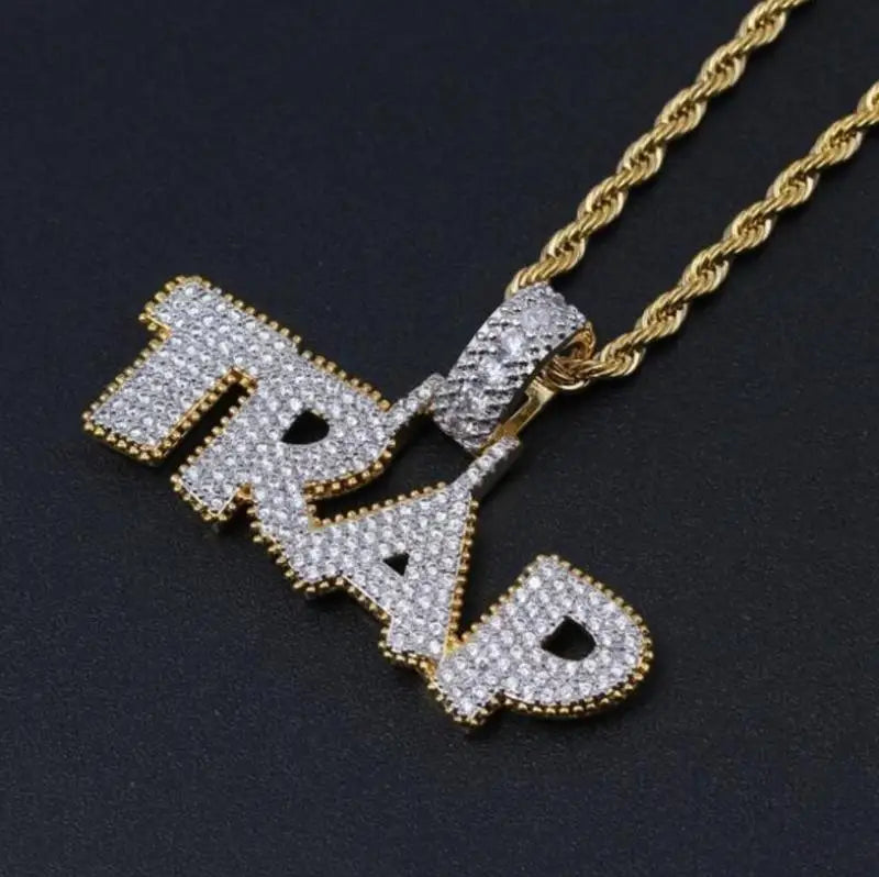 Hip Hop Rock Rapper Blessing Alphabet Pendant Necklace for Personality Men Fashion Street Trend Jewelry Accessories Gift