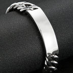 Name Bar ID Bracelet for Men Stainless Steel Cuban Curb Link Chain Customized Logo Engraved Men's Wrist Bracelets
