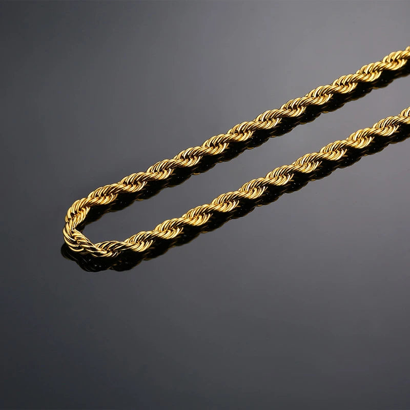 Vnox 2-5mm Rope Chain Necklaces for Men Women, Twisted Sigapore Links Choker, Basic Casual Punk Rock Stainless Steel Male Collar