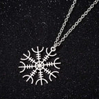 Norse Vikings Pendant Stainless Steel Vegvisir Compass Nordic Runes Odin Men Women Necklace Gift