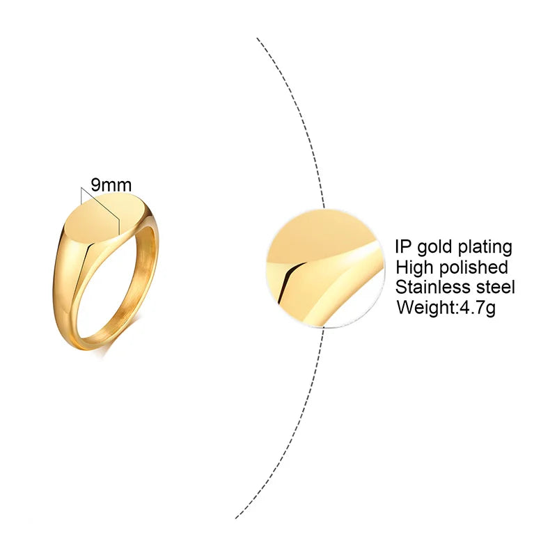 Square Signet Pinky Ring — Stainless Steel