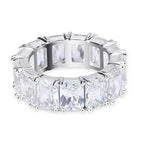 TOPGRILLZ 1 Row Solitaire Tennis Men's Ring Copper Charm Baguette Cubic Zircon Iced Ring Fashion Hip Hop Jewelry For Gifts