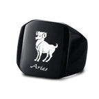 Vnox 18mm Signet Ring For Men Women, The Zodiac 12 Horoscope Constellation Sign Finger Band, Stainless Steel Aries Punk