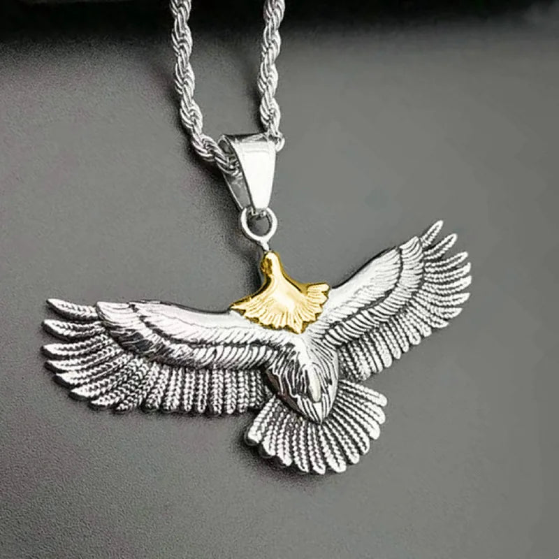Trendy Eagle Pendant Silver 925 Men Necklace Retro Punk Style Flying Eagle Choker Necklace Male Party Accessories Boyfriend Gift