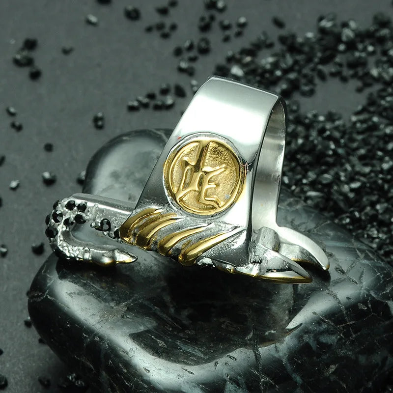 Black Scorpion Finger Ring — Stainless Steel