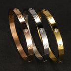 Iced Crystal Cuff Bangle Bracelet — Steel