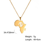 My Shape Africa Map Necklaces for Women Men Stainless Steel South African Map Pendant Chain Choker Hollow Map African