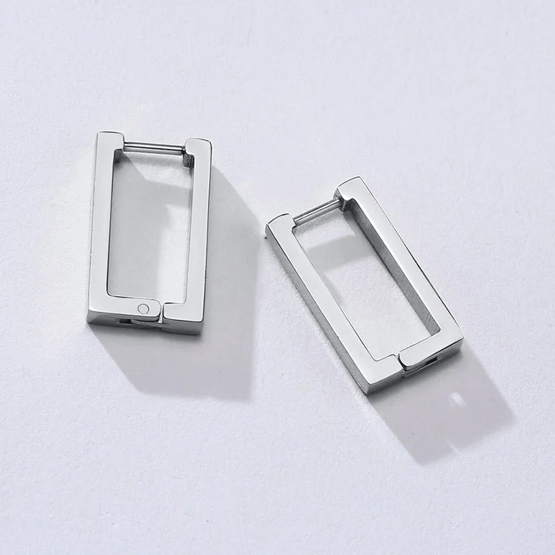 Minimal Rectangular Stud Earrings — Stainless Steel
