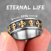 Retro Rotatable Cross Skull Ring — 316L Stainless Steel