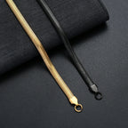 Hot sale 6MM 316L stainless steel gold black color flat snake chain bracelet fashion jewelry for men and women party gifts
