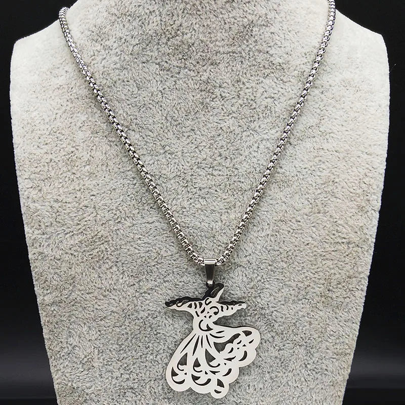 Persian Dance Pendant Necklace — Silver