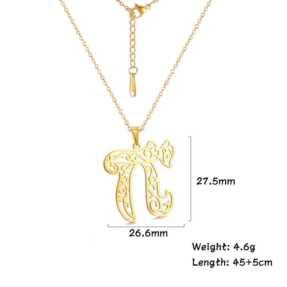 Likgreat Chai Amulet Women Men Pendant Necklaces Stainless Steel Gold Plated Jewelry Kabbalah Jewish Judaica of Charity Fortune
