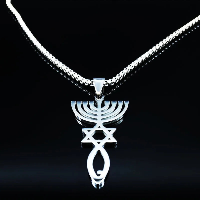 Messianic Silver Pendant Necklace — Stainless Steel