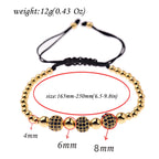 Luxury Micro Pave CZ 8mm Disco Charm Men Bracelet Classic Hematite Beaded Woven Bracelets Bileklik Women Jewelry