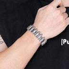 Masculine Bike Cycling Chain Man Bracelets of Heavy Sturdy Stainless Steel Black Gold Color Bullet Style Bracelet for