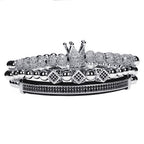 3pcs/Set Luxury Gold Color Beads Royal King Crown Dice Charm CZ Ball Bracelet Mens Fashion Bracelets & Bangles Multi