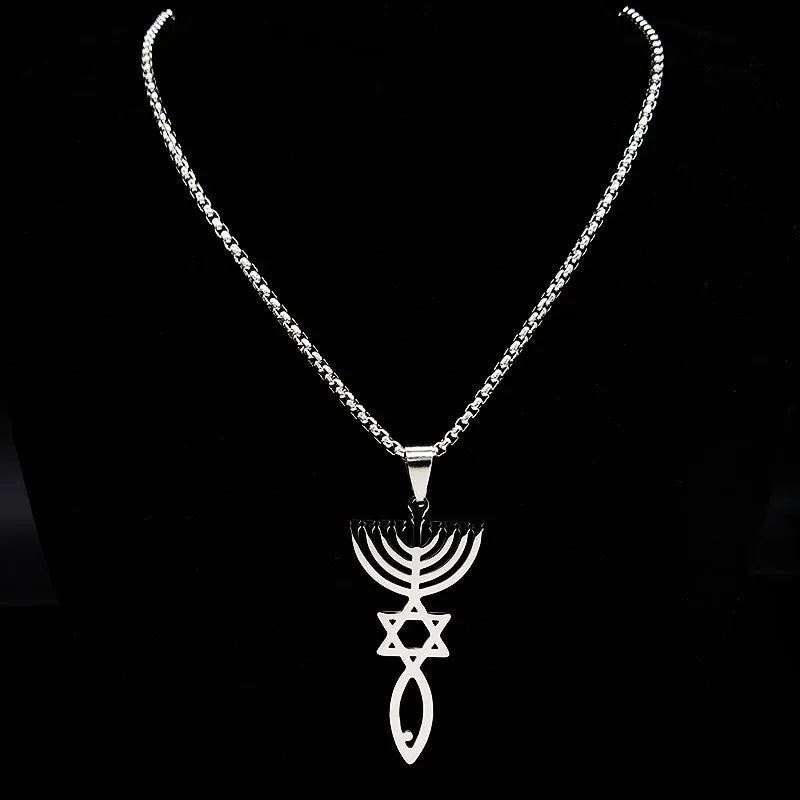 Messianic Silver Pendant Necklace — Stainless Steel