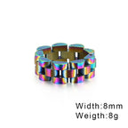 Fongten Retro Watch Link Chain Men Ring Stainless Steel Rock Biker Finger Men and Women Punk Couple Rings Fashion Jewelry Gift