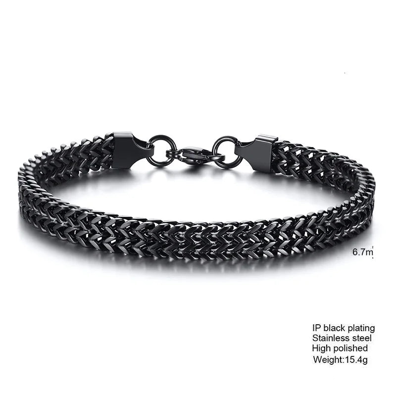 Stylish Stainless Steel Bali Foxtail Chain Bracelet for Men,Double Franco Link Chain Bracelets,Male Jewelry Gift for