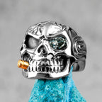 Smoker Soldier Skull Gothic Stainless Steel Mens Rings Punk Hip Hop for Male Boyfriend Biker Jewelry Creativity Gift