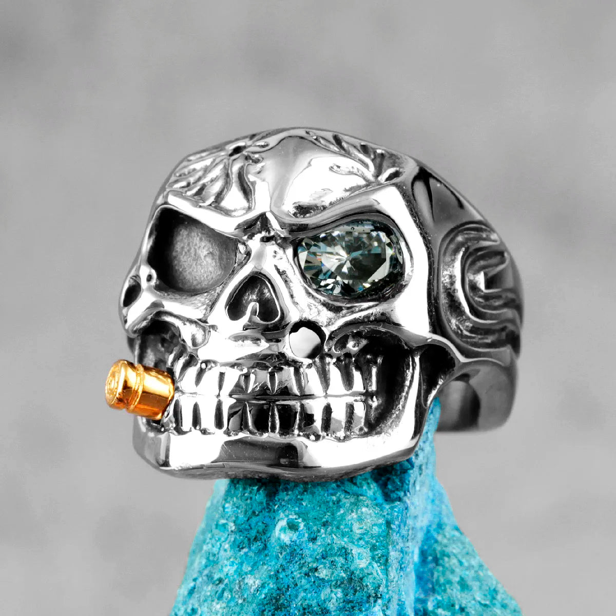 Smoker Soldier Skull Gothic Stainless Steel Mens Rings Punk Hip Hop for Male Boyfriend Biker Jewelry Creativity Gift