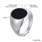 Black Oval Signet Ring — Stainless Steel