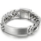 Name Bar ID Bracelet for Men Stainless Steel Cuban Curb Link Chain Customized Logo Engraved Men's Wrist Bracelets