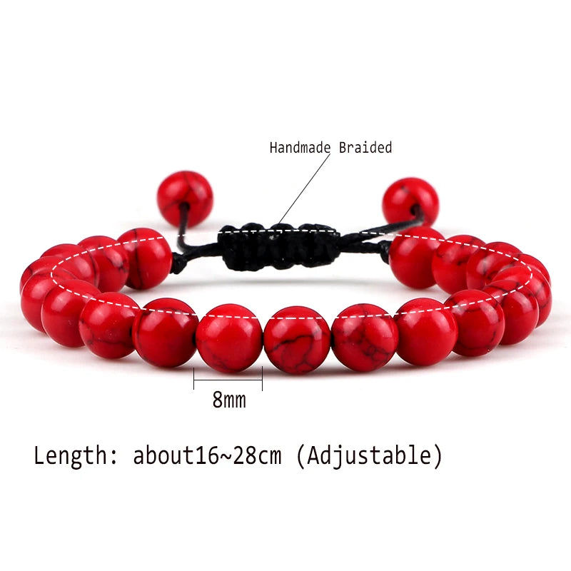 Beads Bracelet Adjustable 8mm Black Onyx Lava Tiger Eye Natural Stone Men Bracelets Healing Yoga Jewelry Gift for Women