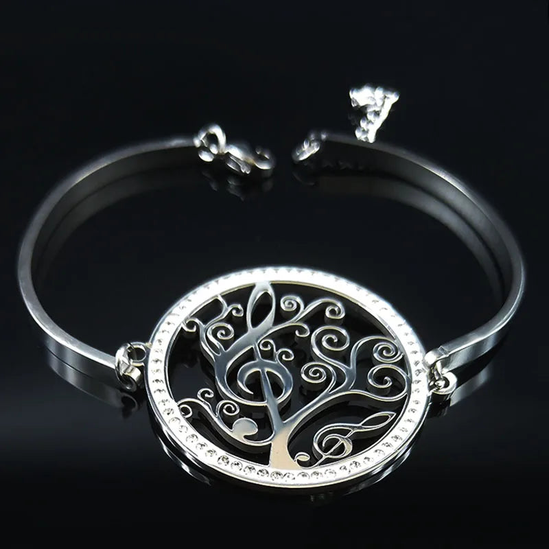Tree Of Life Silver Bracelet Crystal Bangles Pulsera