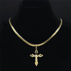 Cross Jesus Gold Pendant Small Acier Inoxydable