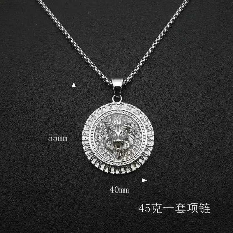 Men's Women Iced Out Cubic Zircon Bling Lion Head Necklace & Pendant Gold Silver Color Stainless Steel Hip Hop Jewelry