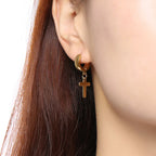 Cross Mini Huggie Hoop Earring — Stainless Steel