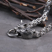 Viking Goat Head Square Link Chain Necklace — Gold