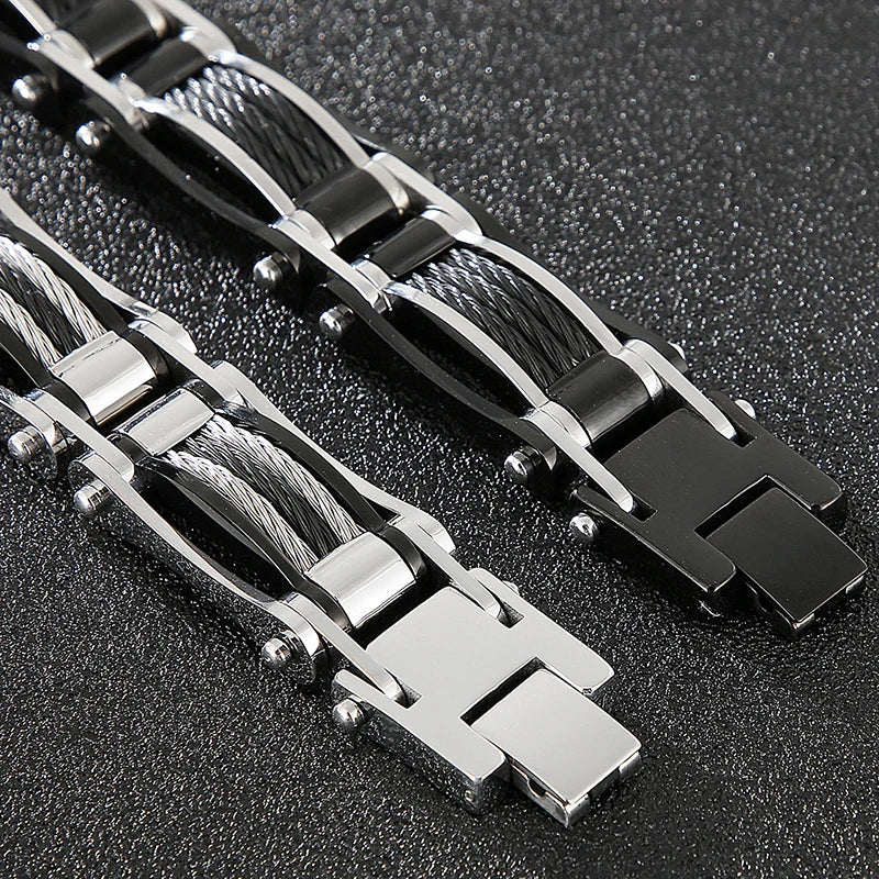16MM Width Twist Chain Bracelet Man Heavy Black Stainless Steel Men's Bracelets On Hand Mannen Armband Male Jewelry
