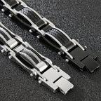 16MM Width Twist Chain Bracelet Man Heavy Black Stainless Steel Men's Bracelets On Hand Mannen Armband Male Jewelry
