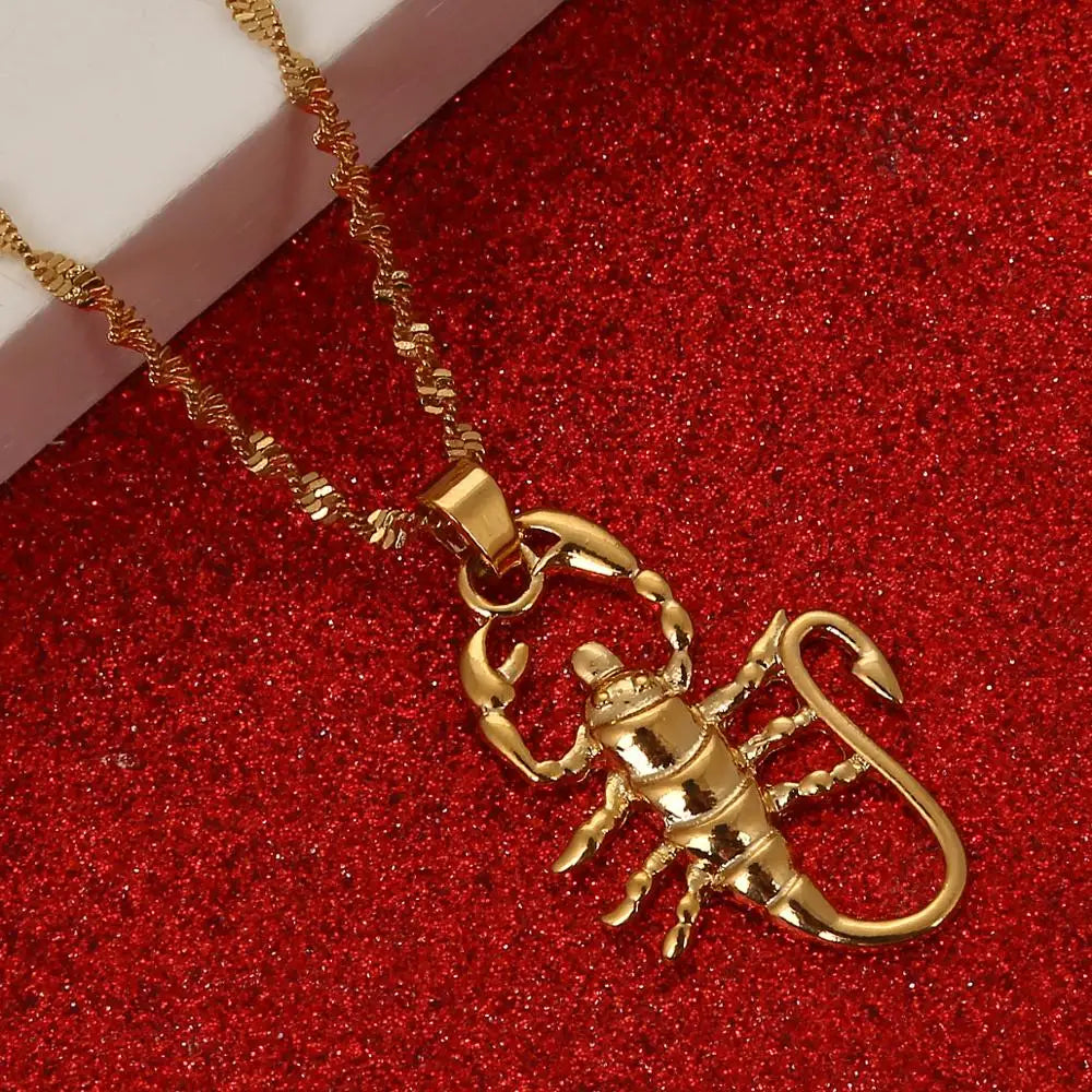 Fashion Gold Color Scorpion Pendant Necklace Zodiac Constellation Astrology Chain Jewelry