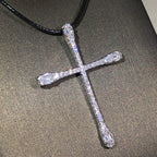 925 sterling silver classic fashion cross pendant necklace ladies white zircon party birthday sweater chain jewelry