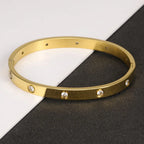 Iced Crystal Cuff Bangle Bracelet — Steel