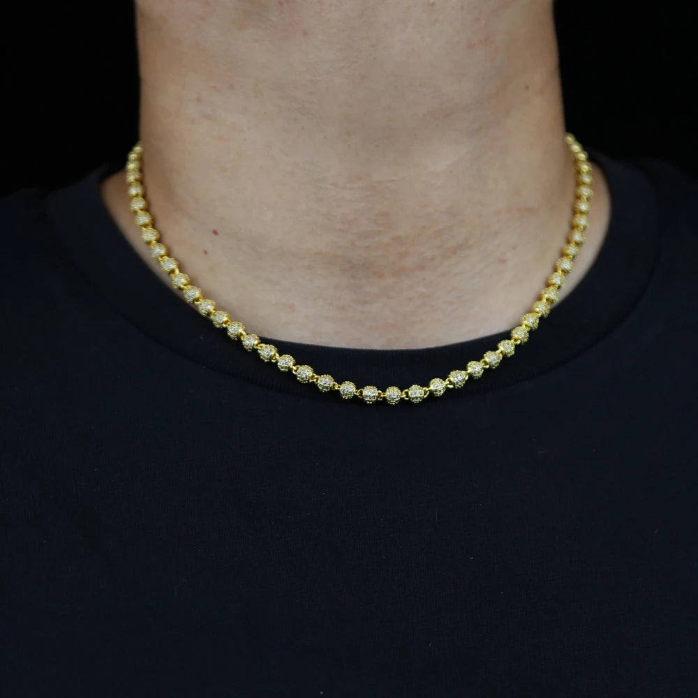 Iced Out Tennis Ball Charm Choker Necklace — Copper Alloy