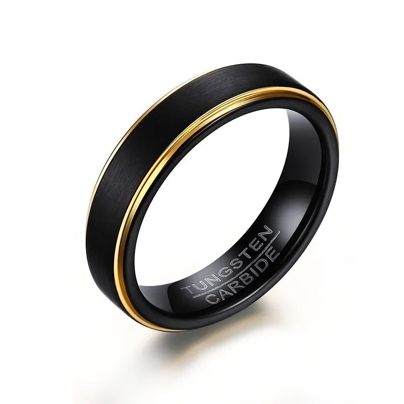 Vnox 5mm Tungsten Wedding Band for Men Women, Black Anti Scratch Carbide Tungsten Ring, Classic Simple Gentle Ring