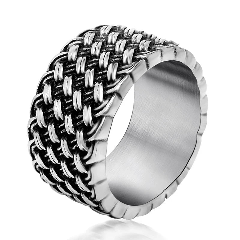 Sales Retro Cool Weaved Rings For Man Wedding Bands Jewelry Fashion Stainless Steel Men's Rings Men Finger Jewelry